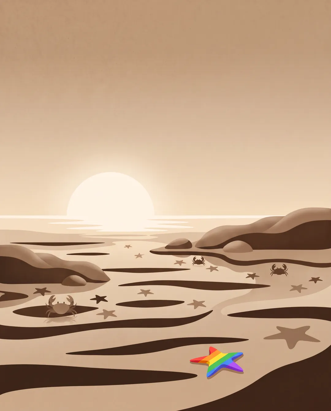 Sepia’s painting No. 004: Tide pools at dawn